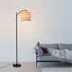 62" Arched Floor Lamp Beige Fabric Lamp Shade for Living Room - On Sale ...